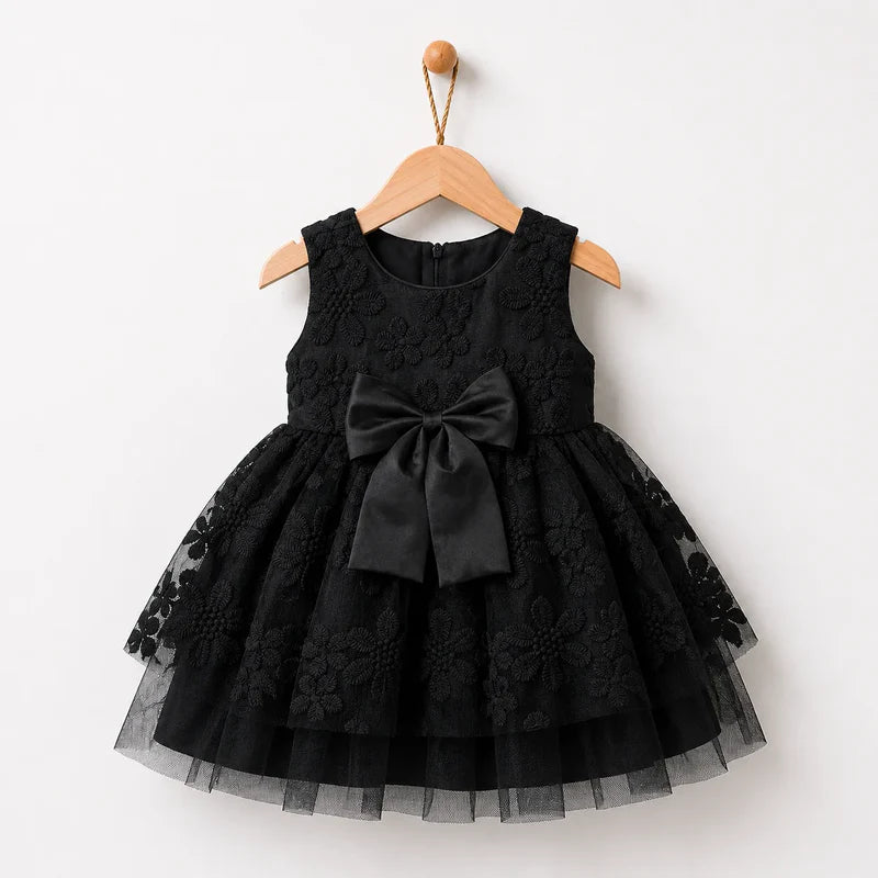 Baby Girl black embroidered net frock