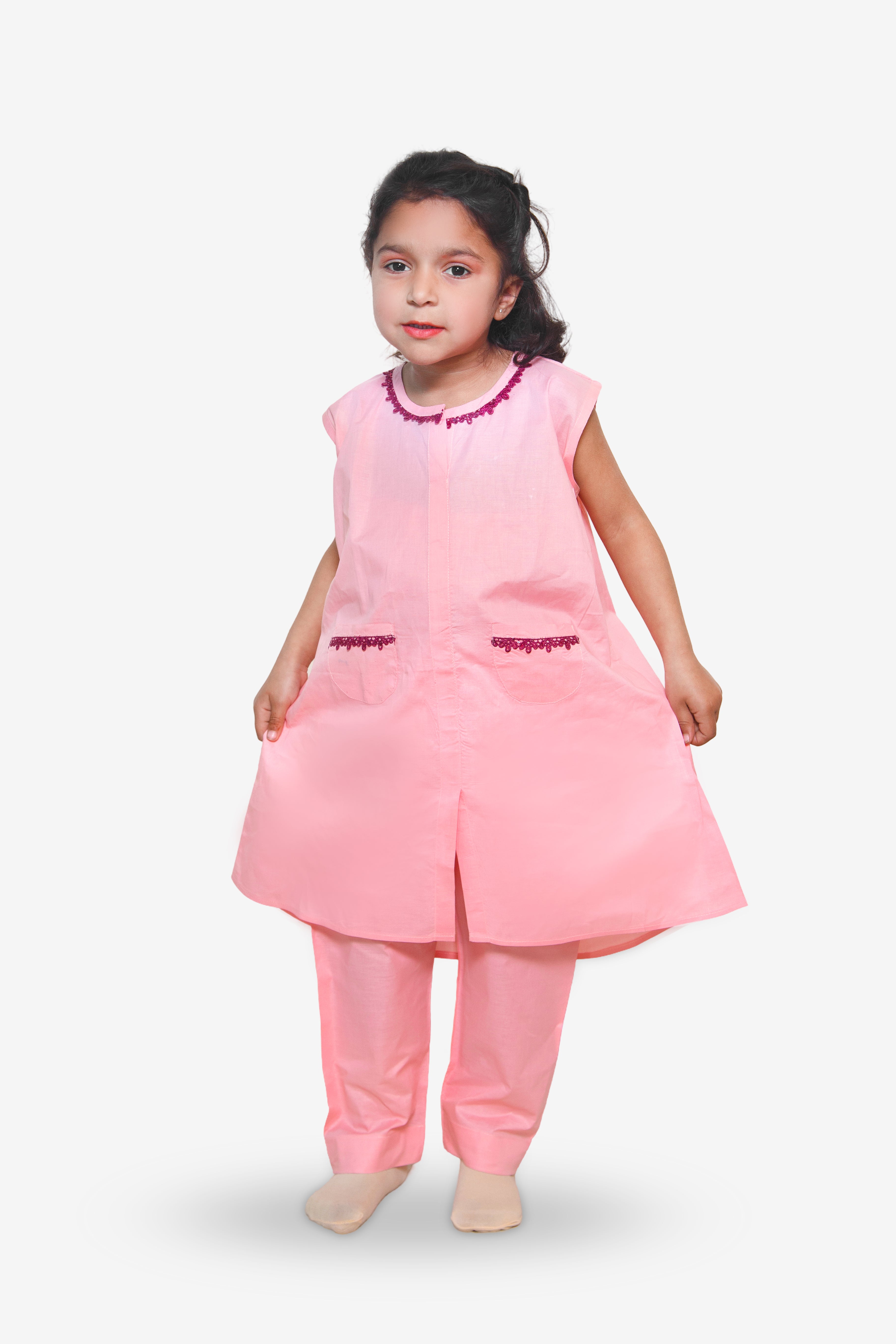 BLOSSOM PINK GIRLS KURTA SET
